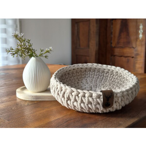 Schwarzwald Maschen - Häkelschale rund - 21 x 5cm - Farbe : Cashmere beige