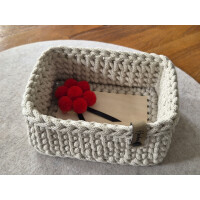 Schwarzwald Maschen - rechteckiger Korb mit Holzboden (Birke 4mm) - 15 x 20 x 8cm - Farbe : Cashmere beige