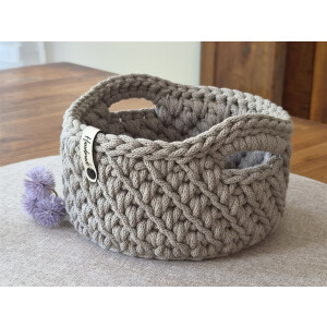 Schwarzwald Maschen - Henkelkorb rund - 20 x 12cm - Farbe : Coffee