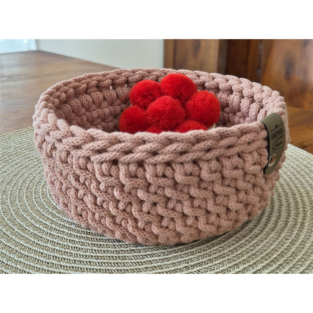 Schwarzwald Maschen - Korb rund - 19 x 8,5cm - Farbe : Blush