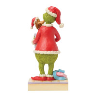 Dr. Seuss THE GRINCH by JIM SHORE - The Grinch Holding Gift with Max Popping Out  / Grinch mit Geschenk & Max - Dekofigur