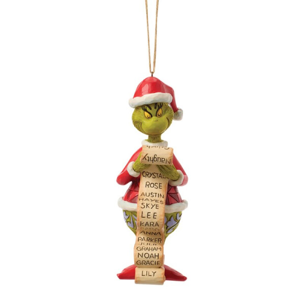 Dr. Seuss THE GRINCH by JIM SHORE Christbaumschmuck - Grinch with wishlist HO - hanging ornament