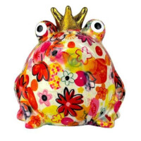 Spardose POMME PIDOU - Froschkönig Freddy - weiß / Blumen