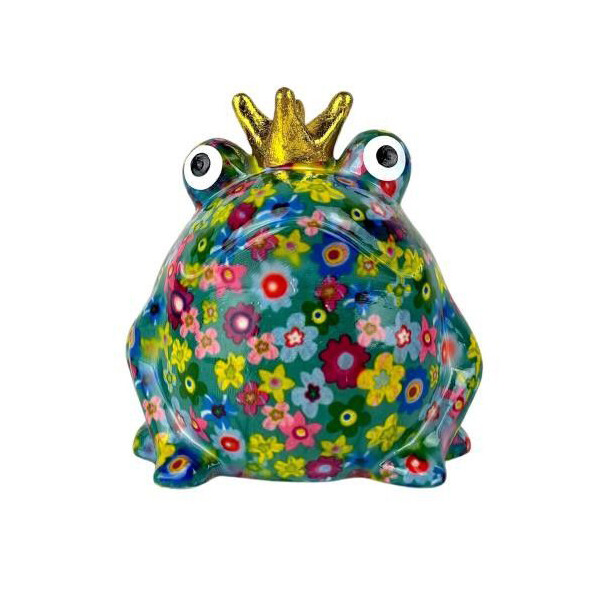 Spardose POMME PIDOU - Froschkönig Freddy - türkis / Blumen