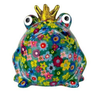 Spardose POMME PIDOU - Froschkönig Freddy - türkis / Blumen