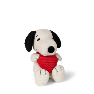 Bon Ton Toys - Plüschtier / Stofftier - The Peanuts - Snoopy ECO CORDUROY cream with heart / Cord mit Herz - 19cm