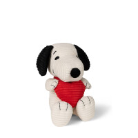 Bon Ton Toys - Plüschtier / Stofftier - The Peanuts - Snoopy ECO CORDUROY cream with heart / Cord mit Herz - 19cm