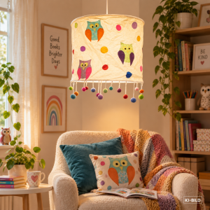 LOKTA - Design-Papierleuchte Eulen natur