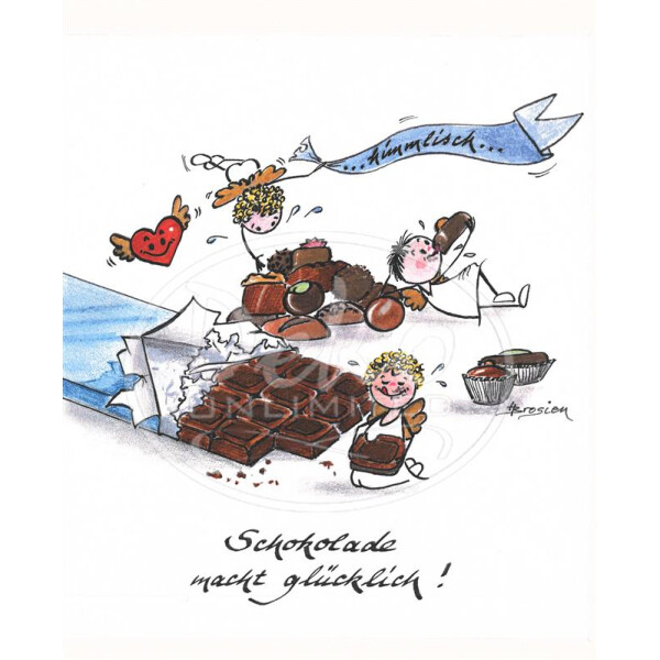 Passepartout-Bild 24 x 30cm - Heidemarie Brosien - Schokolade macht glücklich