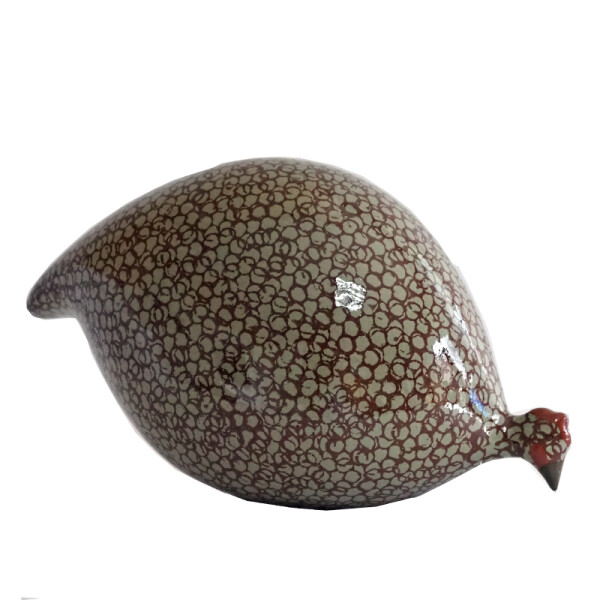 Les Ceramiques de Lussan - Perlhuhn grau / bordeaux getupft - pickend