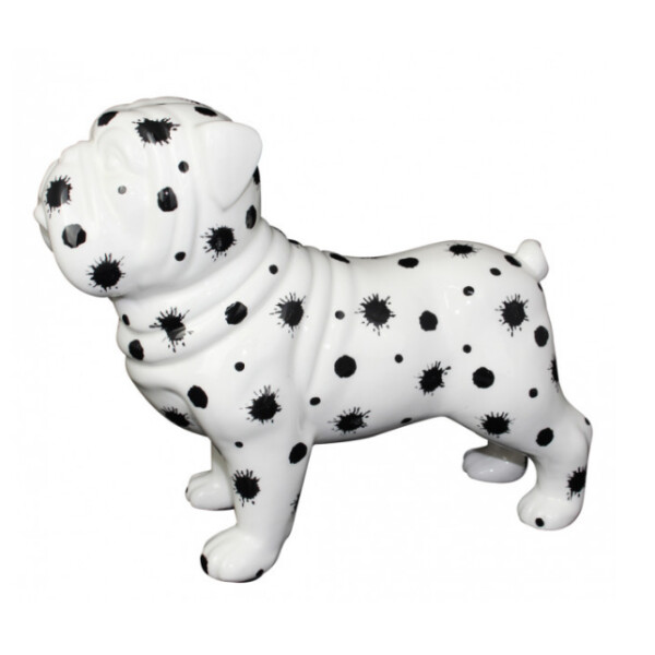 XL Skulptur Pomme Pidou Studio Design - Bulldogge Max schwarz-weiß - Punkte